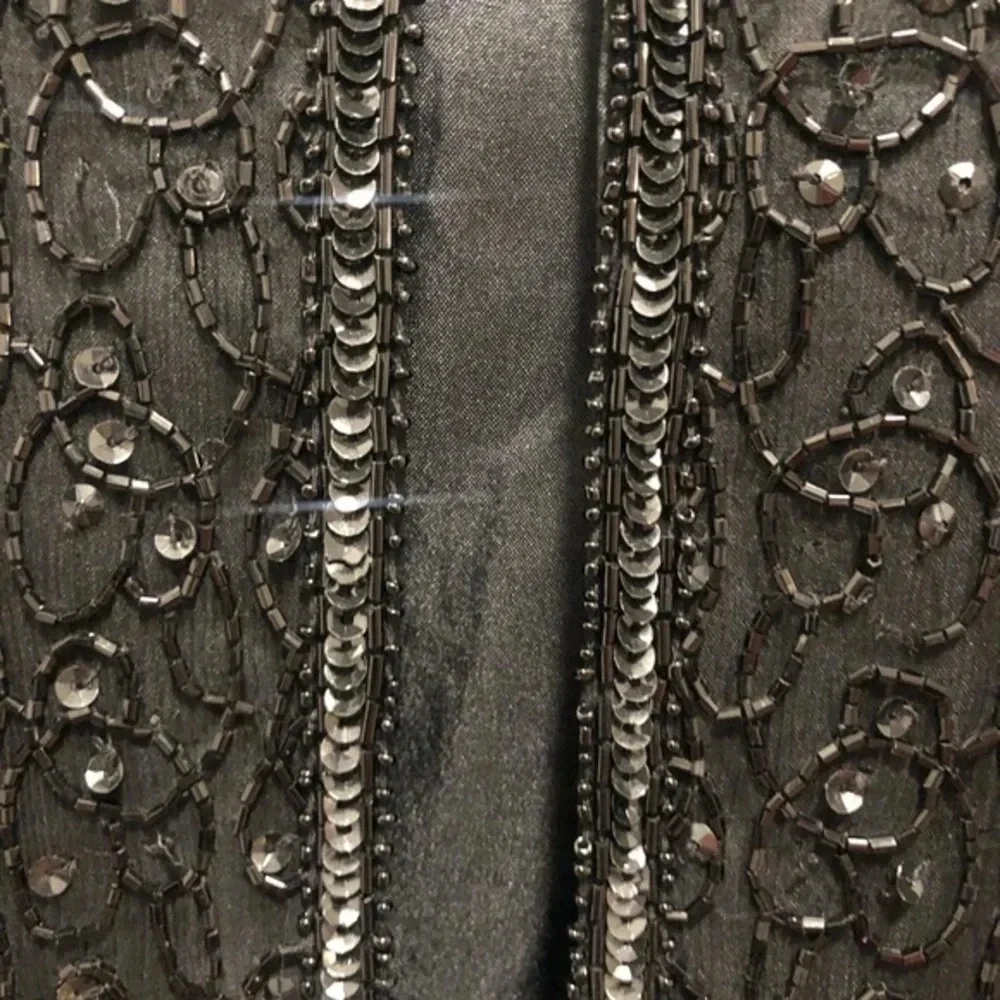 Laurence Kazar Vintage 1980s Silk Black Beaded Sequin Cardigan Jacket Small